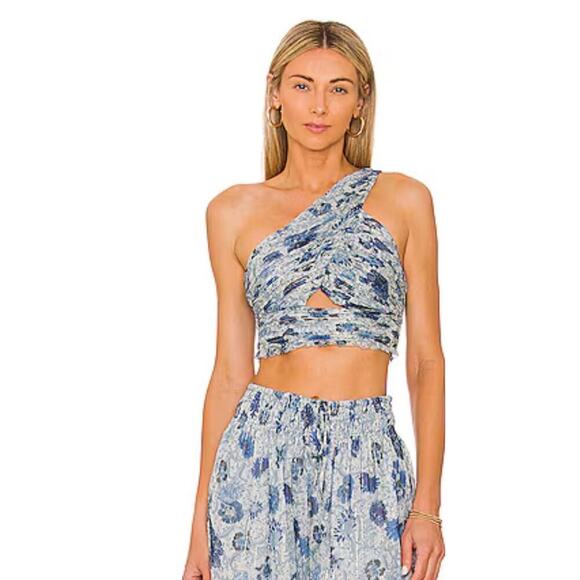 Tularosa Womens Off Shoulder Lace Floral Print Cropped Top Multicolor Size M ES - Picture 1 of 4